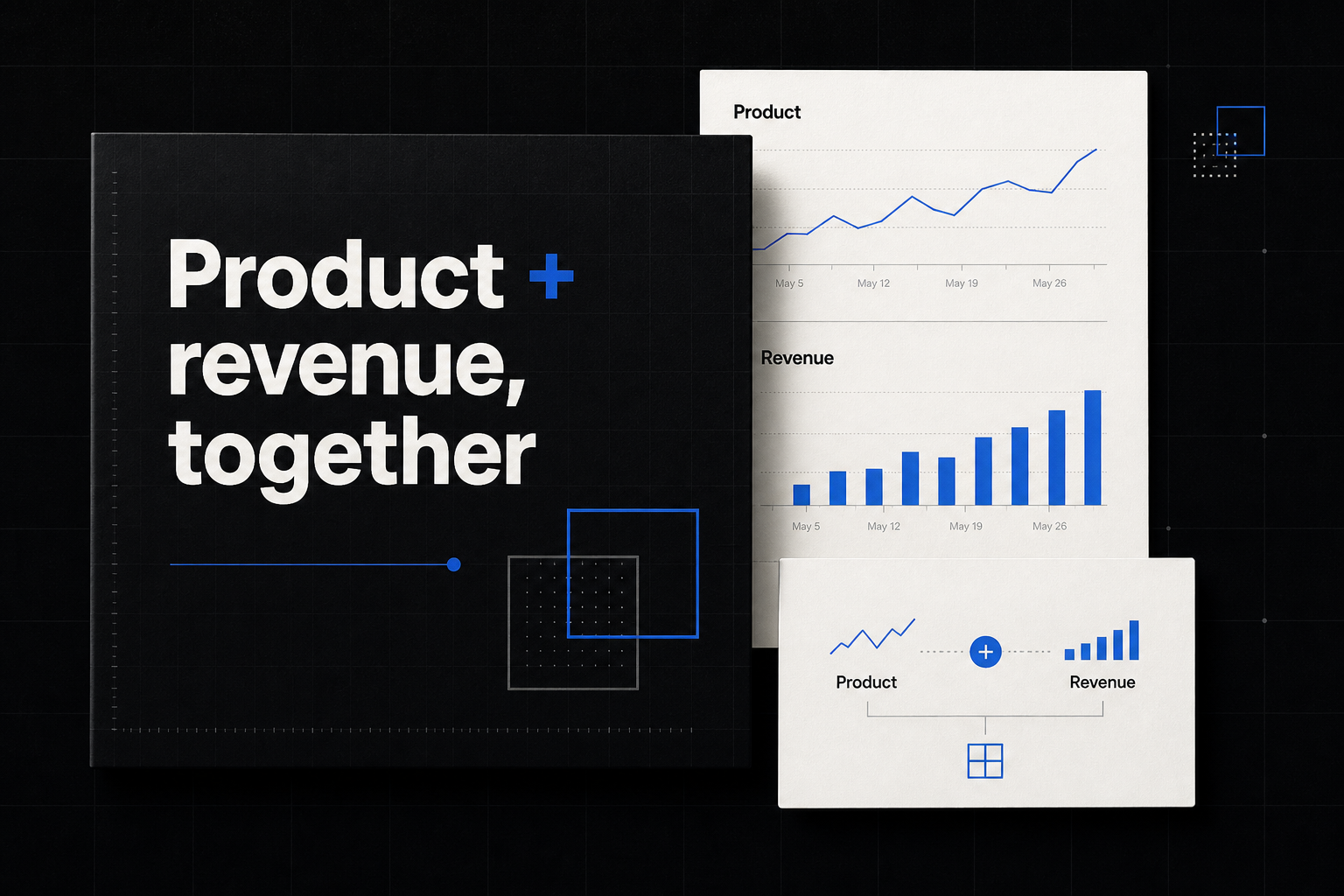 Editorial cover: web, app and revenue metrics arranged as one connected reporting system